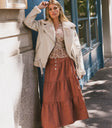 Tiered skirt in mauve