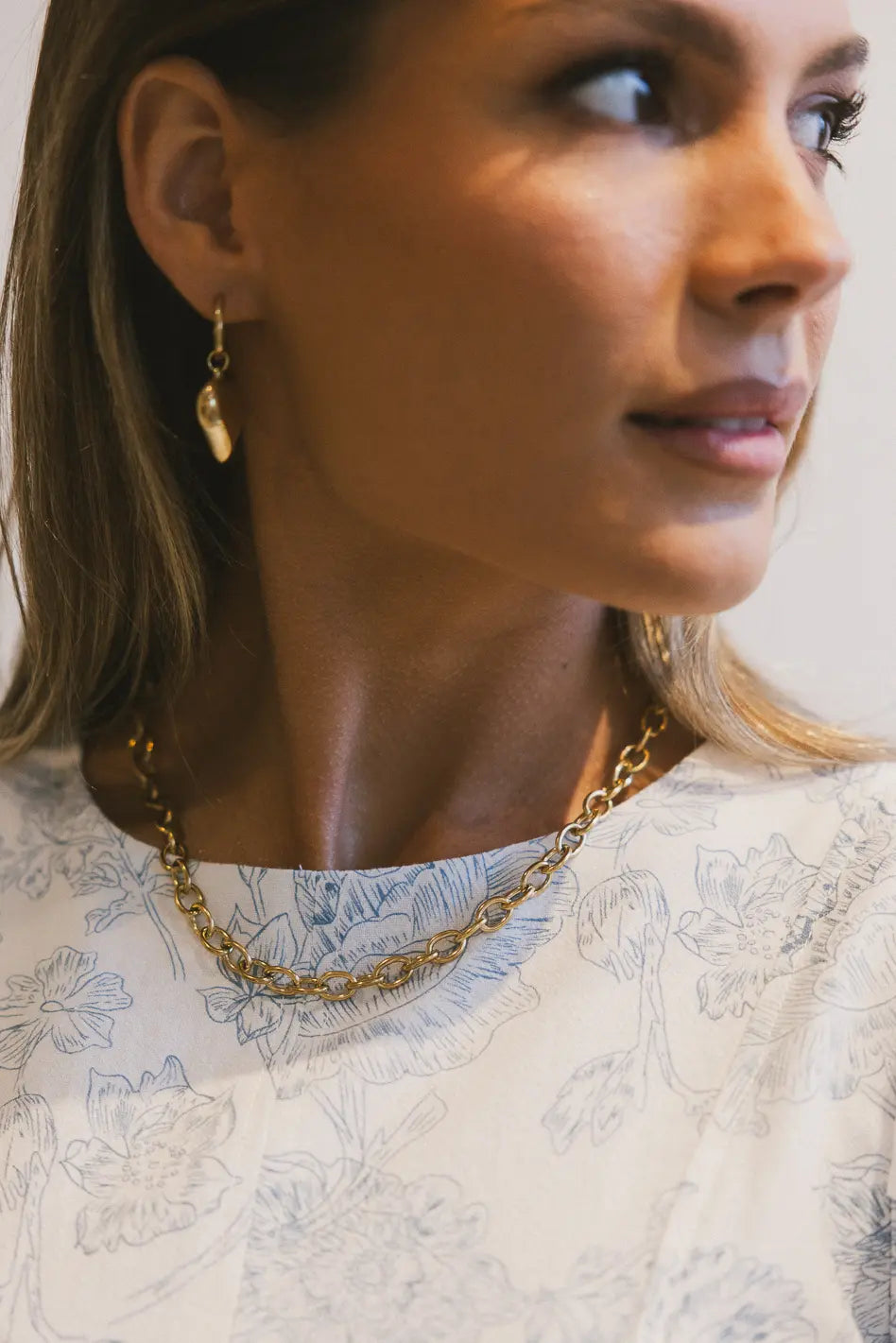 Cable link necklace in gold