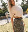 Round neck top in tan