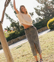 Midi denim leopard skirt