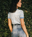 short sleeve blue sweater