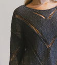 Crocheted knit top in navy