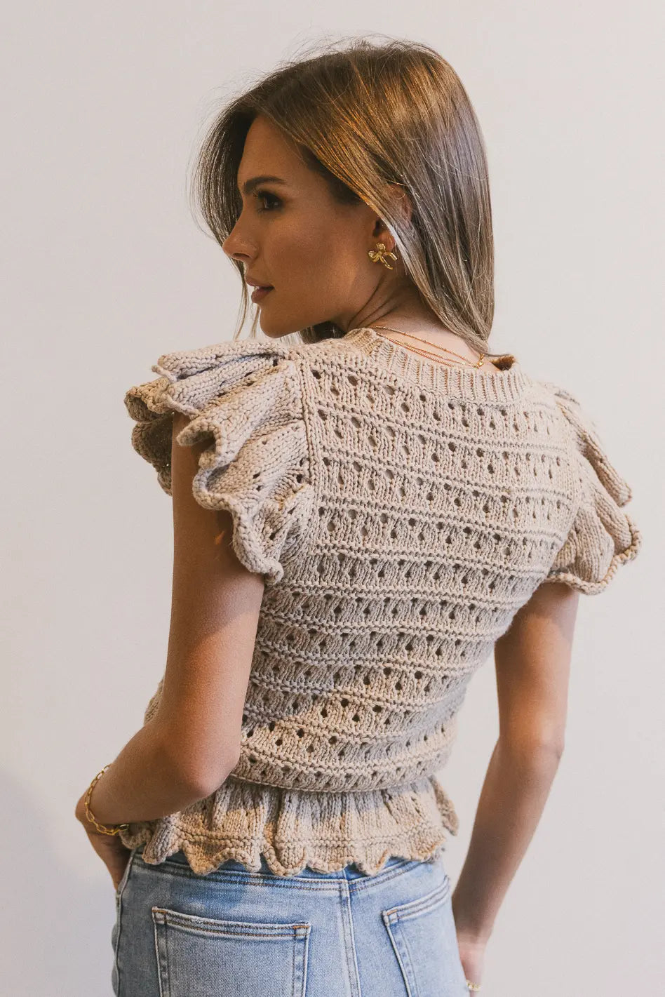 Plain color top in tan