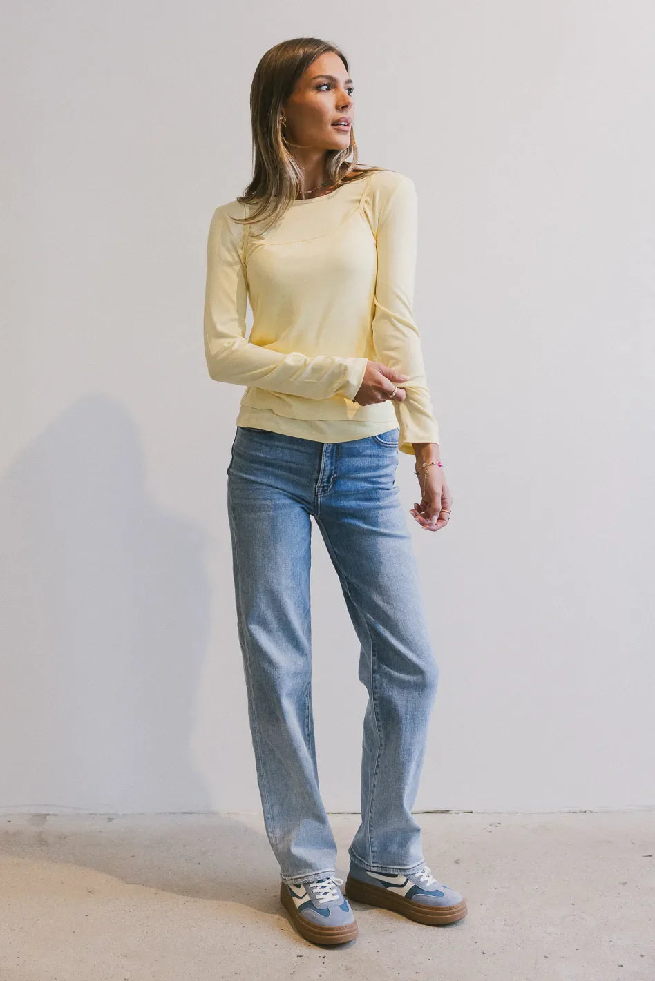 Ling sleeves top in yellow