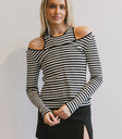 Striped top in black