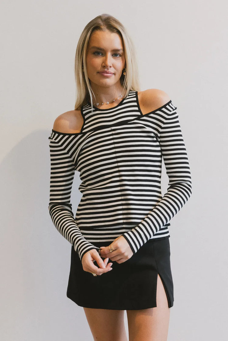 Striped top in black