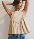 Woven top in tan