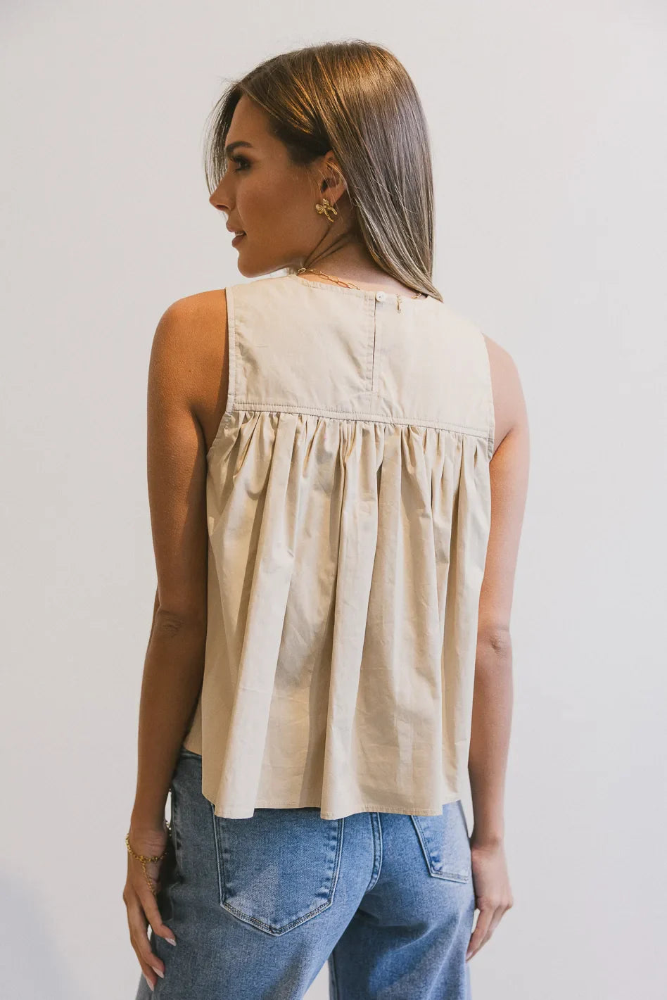 Plain color top in tan