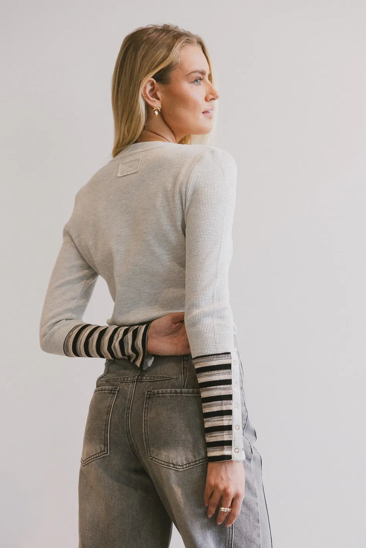 Waffle styled top in grey