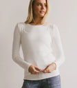 Round neck basic top in white