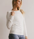 Round neck top in white